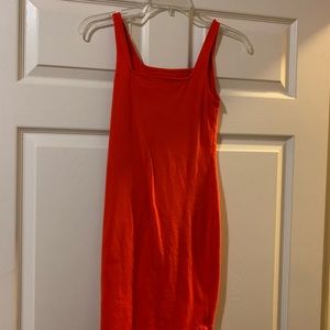 Dark orange body con dress